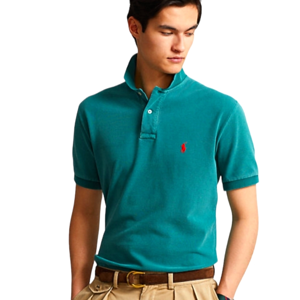 Polo Ralph Lauren Short Sleeve Shirt Emerald Green Pink Pony 100 Cotton 4XL TALL